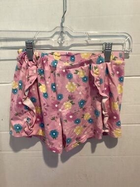 Girls btween Pink Multicolor Floral Ruffle Elastic Waist Knot Shorts Size 6X